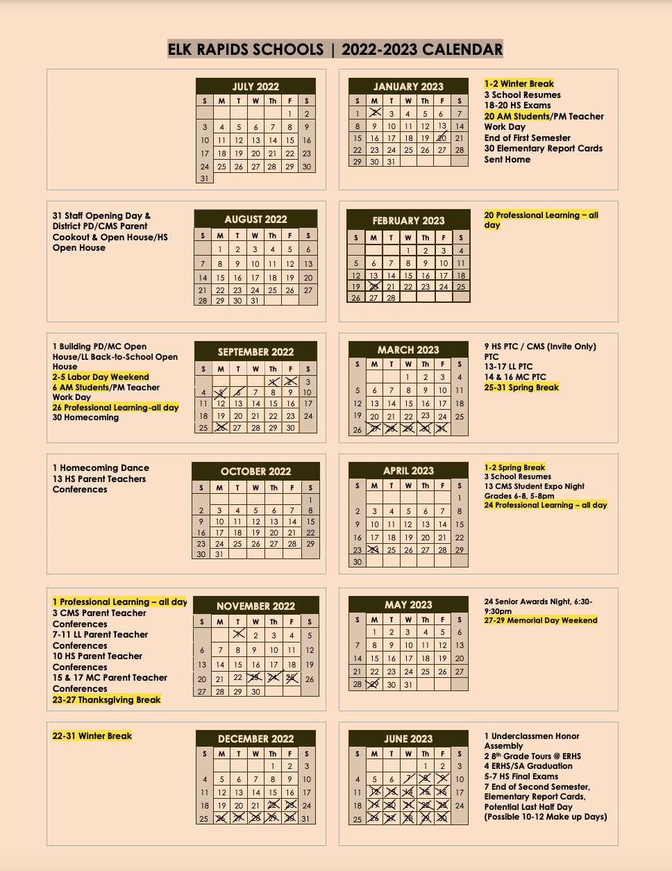 Elk Rapids Calendar 22-23